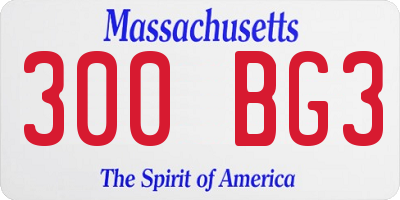 MA license plate 300BG3