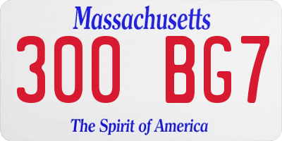 MA license plate 300BG7