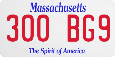 MA license plate 300BG9