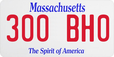 MA license plate 300BH0
