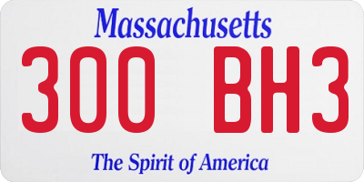 MA license plate 300BH3