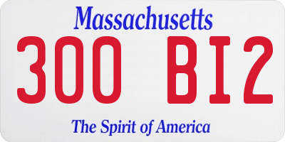 MA license plate 300BI2