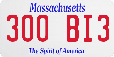 MA license plate 300BI3