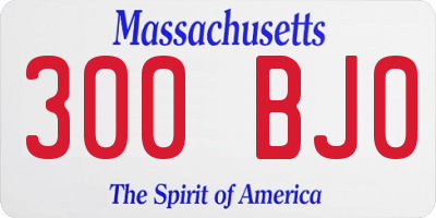 MA license plate 300BJ0