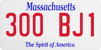 MA license plate 300BJ1