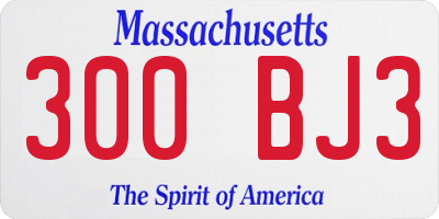 MA license plate 300BJ3