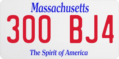 MA license plate 300BJ4