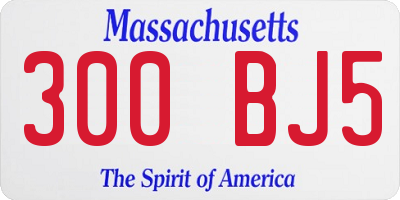 MA license plate 300BJ5