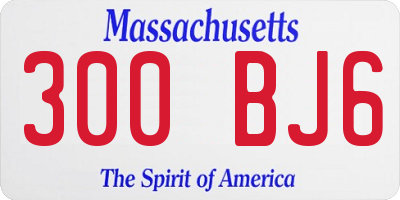 MA license plate 300BJ6
