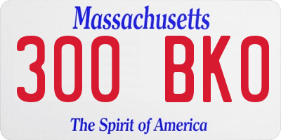 MA license plate 300BK0
