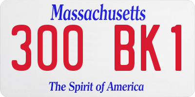 MA license plate 300BK1