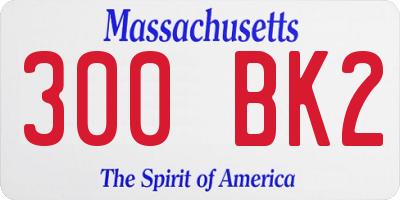 MA license plate 300BK2