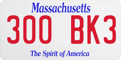 MA license plate 300BK3