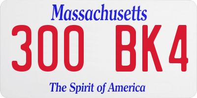 MA license plate 300BK4