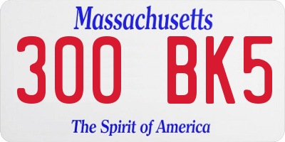 MA license plate 300BK5
