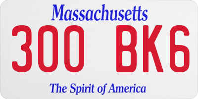 MA license plate 300BK6