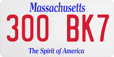 MA license plate 300BK7