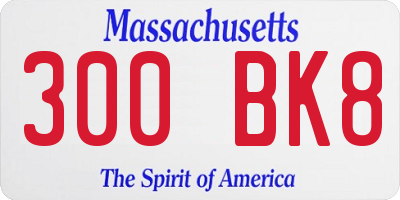 MA license plate 300BK8