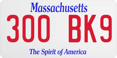 MA license plate 300BK9