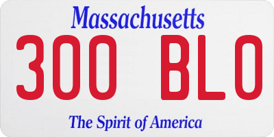 MA license plate 300BL0