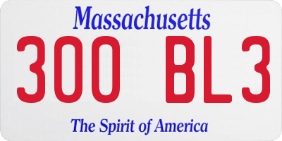 MA license plate 300BL3