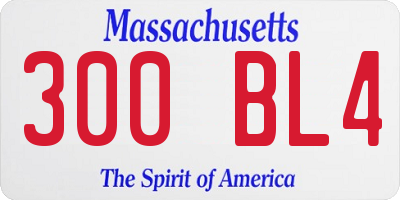 MA license plate 300BL4