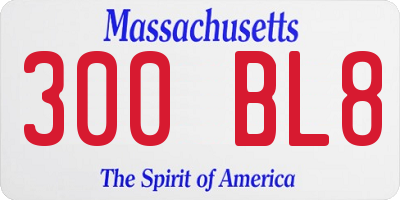 MA license plate 300BL8