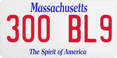MA license plate 300BL9