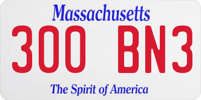 MA license plate 300BN3