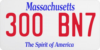 MA license plate 300BN7