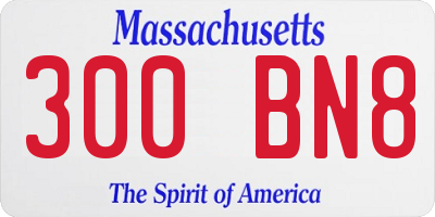 MA license plate 300BN8