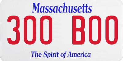 MA license plate 300BO0