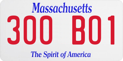 MA license plate 300BO1