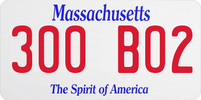 MA license plate 300BO2