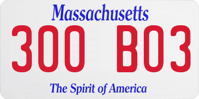 MA license plate 300BO3