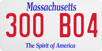 MA license plate 300BO4