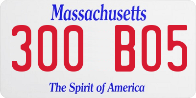 MA license plate 300BO5