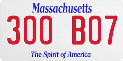 MA license plate 300BO7