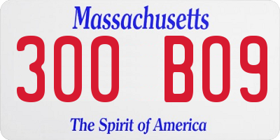 MA license plate 300BO9