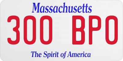 MA license plate 300BP0