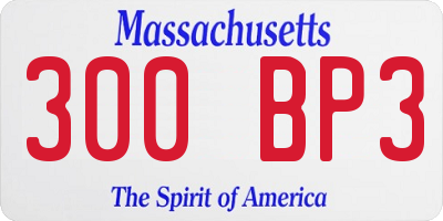 MA license plate 300BP3