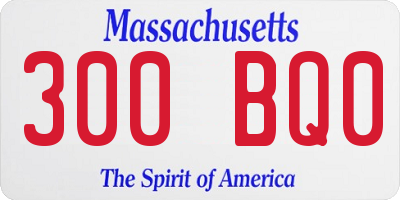 MA license plate 300BQ0