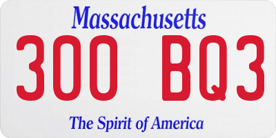 MA license plate 300BQ3