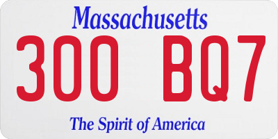 MA license plate 300BQ7