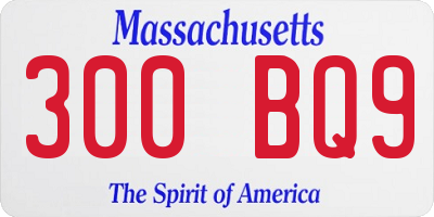 MA license plate 300BQ9