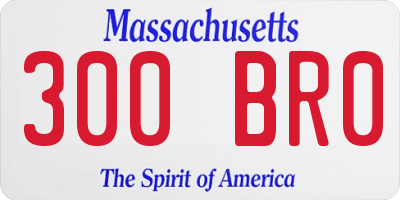 MA license plate 300BR0