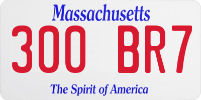 MA license plate 300BR7