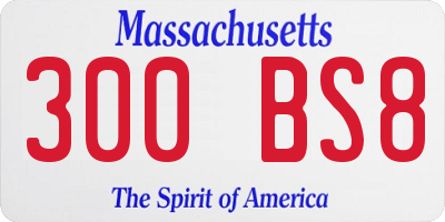 MA license plate 300BS8