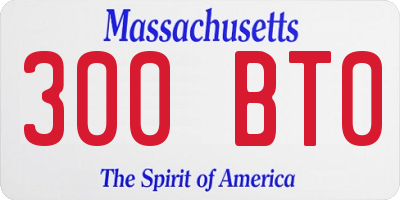 MA license plate 300BT0