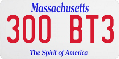 MA license plate 300BT3